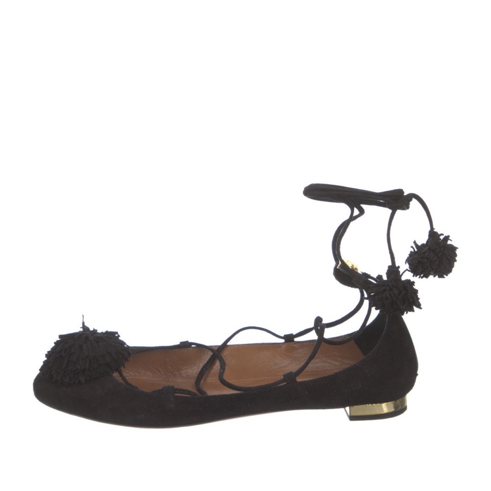Aquazzura Suede Tassel Accent Ballet Flats size 7